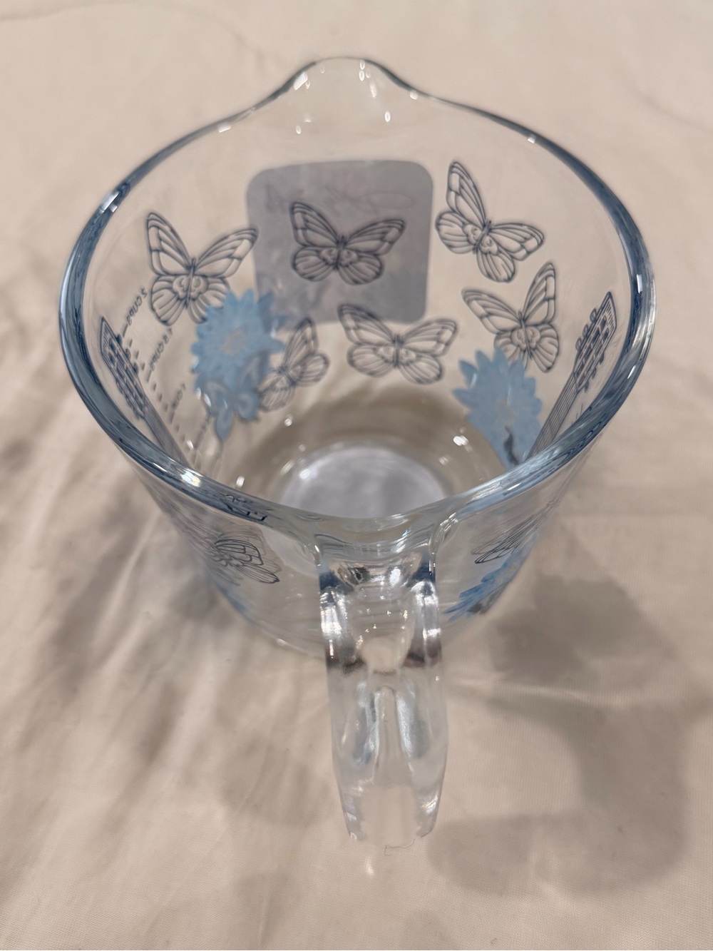 Dolly Parton Blue Floral Butterfly GLASS Measuring Cup - 2 cup - Picture 4 of 6